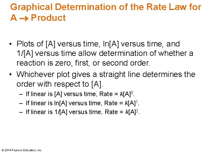 Graphical Determination of the Rate Law for A Product • Plots of [A] versus