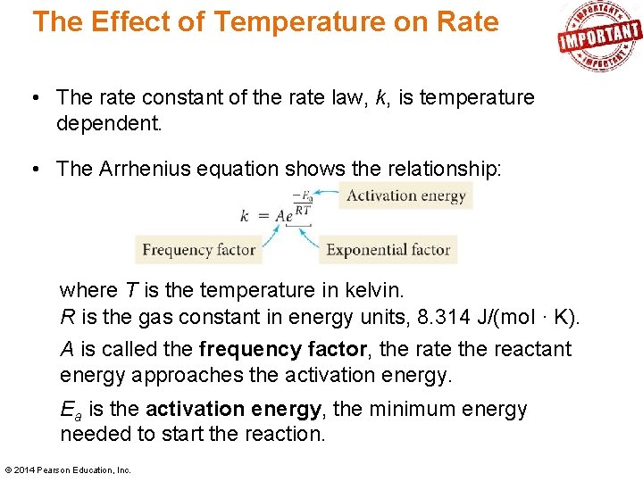 The Effect of Temperature on Rate • The rate constant of the rate law, The Effect of Temperature on Rate • The rate constant of the rate law,