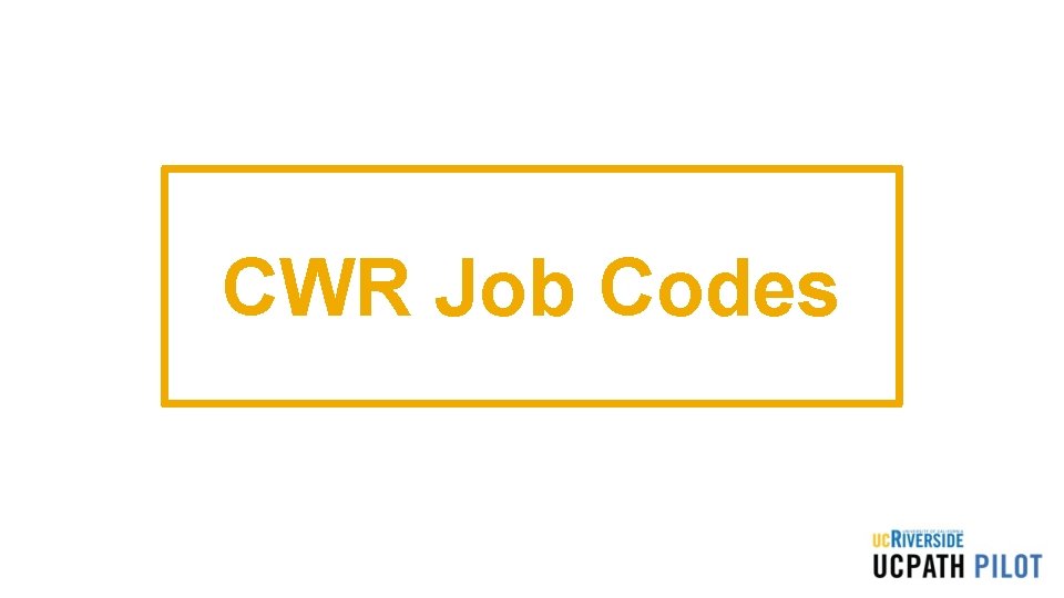 CWR Job Codes 