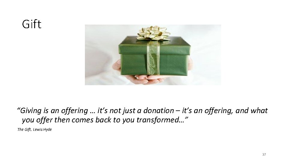 Gift “Giving is an offering … it’s not just a donation – it’s an