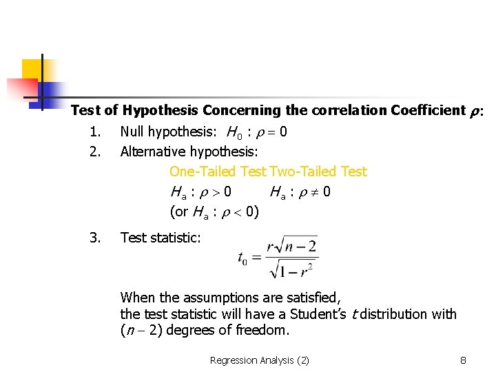 null and alternative hypothesis correlation
