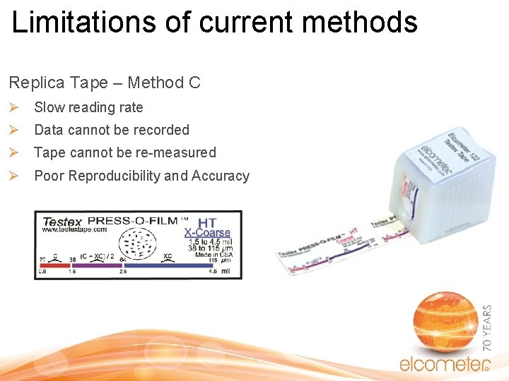 Limitations of current methods Replica Tape – Method C Ø Slow reading rate Ø Limitations of current methods Replica Tape – Method C Ø Slow reading rate Ø