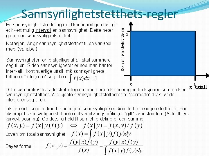 En sannsynlighetsfordeling med kontinuerlige utfall gir et hvert mulig intervall en sannsynlighet. Dette heter