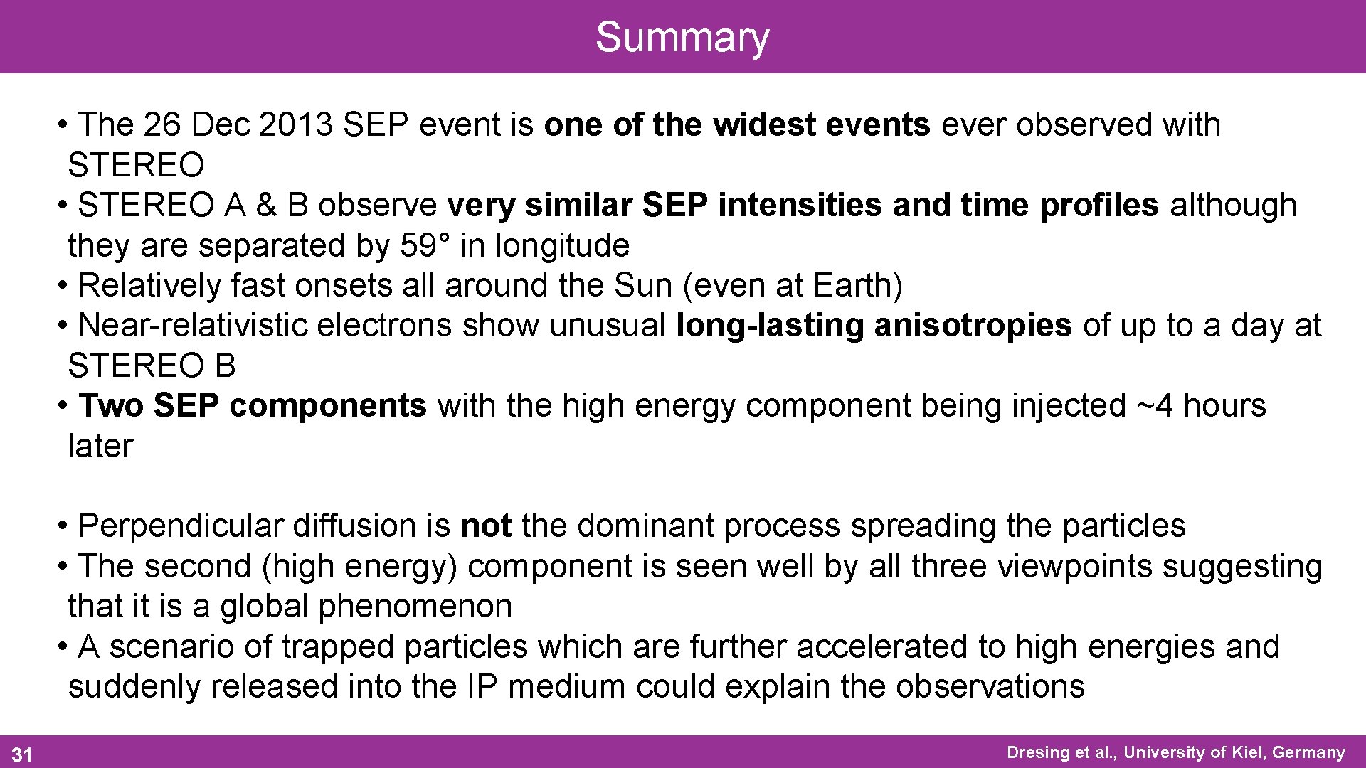Summary • The 26 Dec 2013 SEP event is one of the widest events Summary • The 26 Dec 2013 SEP event is one of the widest events