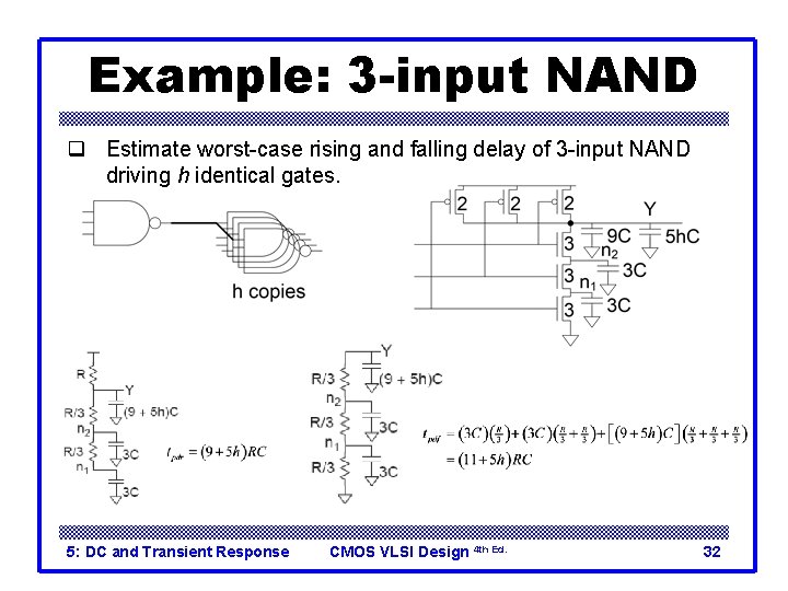 Example: 3 -input NAND q Estimate worst-case rising and falling delay of 3 -input