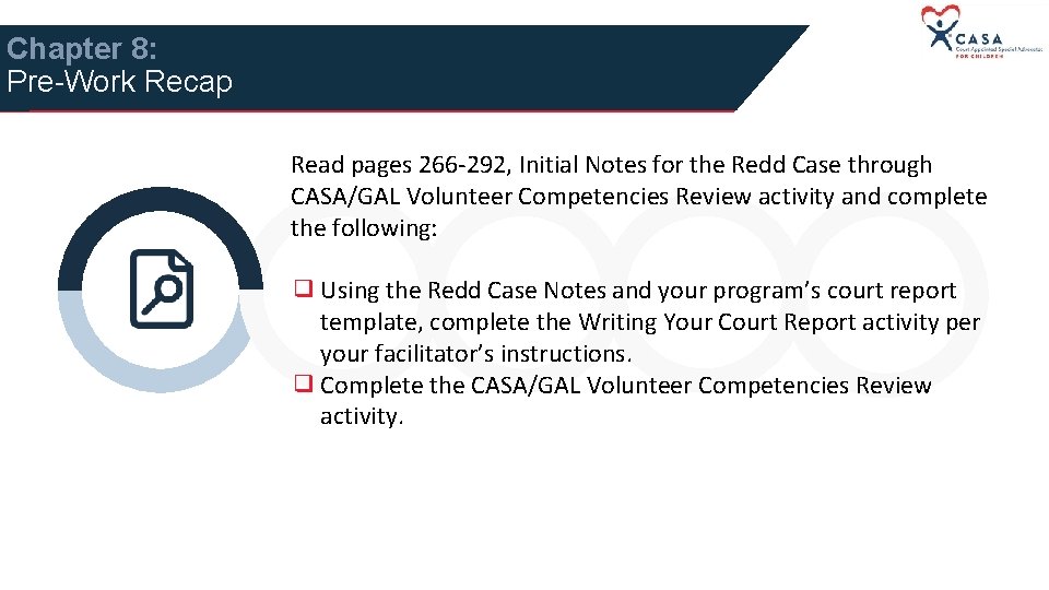 Chapter 8: Pre-Work Recap Read pages 266 -292, Initial Notes for the Redd Case