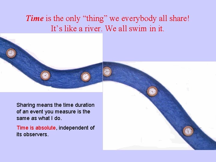 Time is the only “thing” we everybody all share! It’s like a river. We Time is the only “thing” we everybody all share! It’s like a river. We