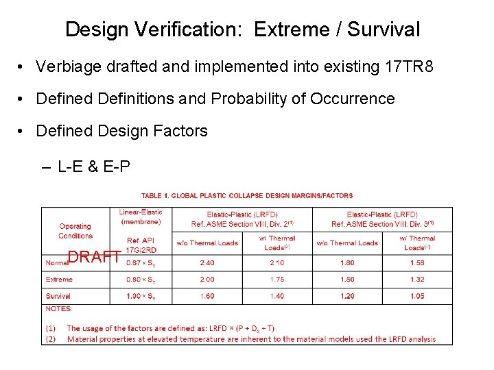 Design Verification: Extreme / Survival • Verbiage drafted and implemented into existing 17 TR