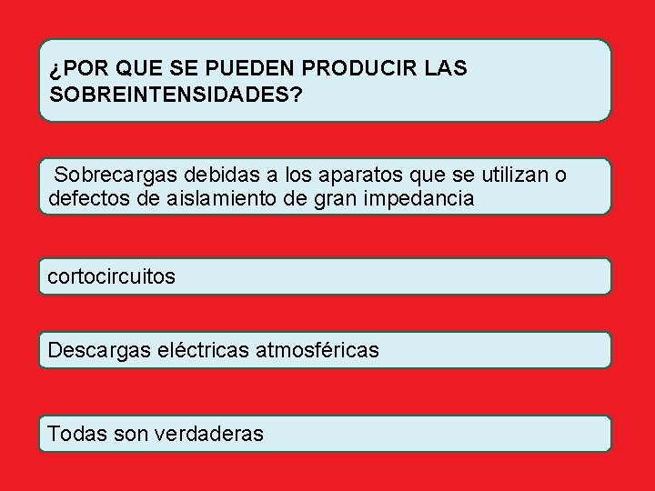 ¿POR QUE SE PUEDEN PRODUCIR LAS SOBREINTENSIDADES? Sobrecargas debidas a los aparatos que se