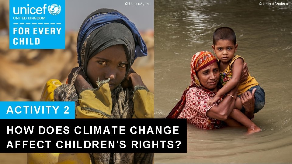 © Unicef/Ayene ACTIVITY 2 HOW DOES CLIMATE CHANGE AFFECT CHILDREN'S RIGHTS? © Unicef/Chakma 