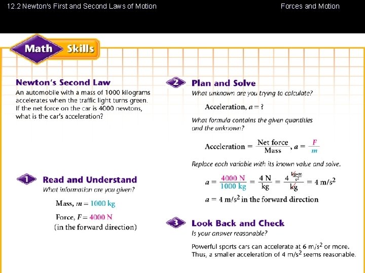 12. 2 Newton's First and Second Laws of Motion Forces and Motion 