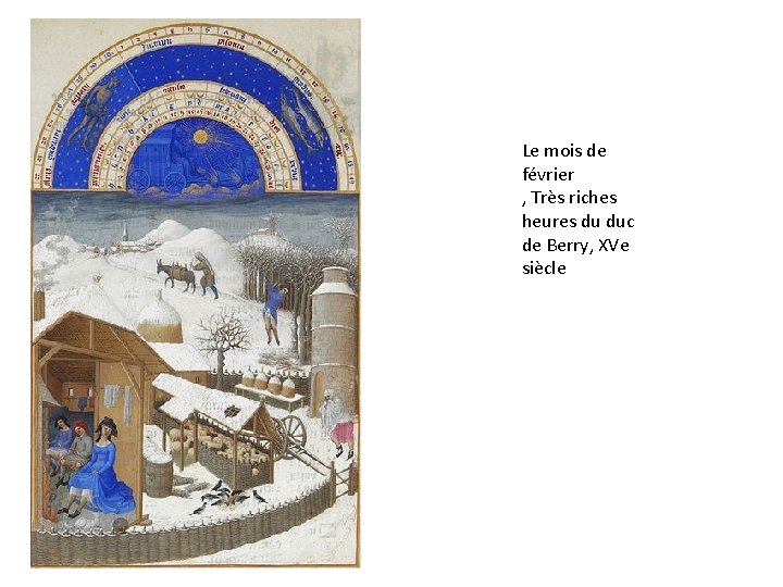 Le mois de février , Très riches heures du duc de Berry, XVe siècle