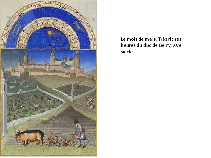 Le mois de mars, Très riches heures du duc de Berry, XVe siècle 