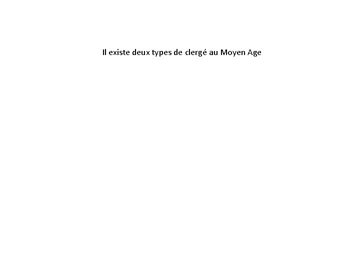 Il existe deux types de clergé au Moyen Age 