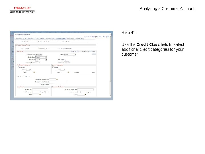 Analyzing a Customer Account Step 42 Use the Credit Class field to select additional