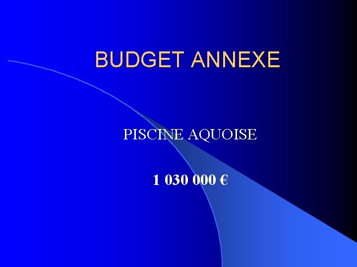 BUDGET ANNEXE PISCINE AQUOISE 1 030 000 € 