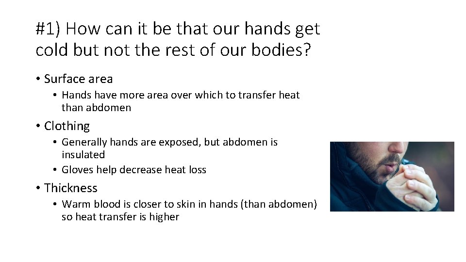 #1) How can it be that our hands get cold but not the rest