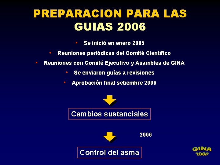 PREPARACION PARA LAS GUIAS 2006 • Se inició en enero 2005 • Reuniones periódicas