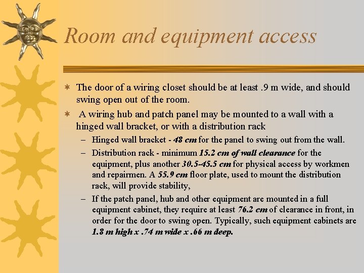 Room and equipment access ¬ The door of a wiring closet should be at
