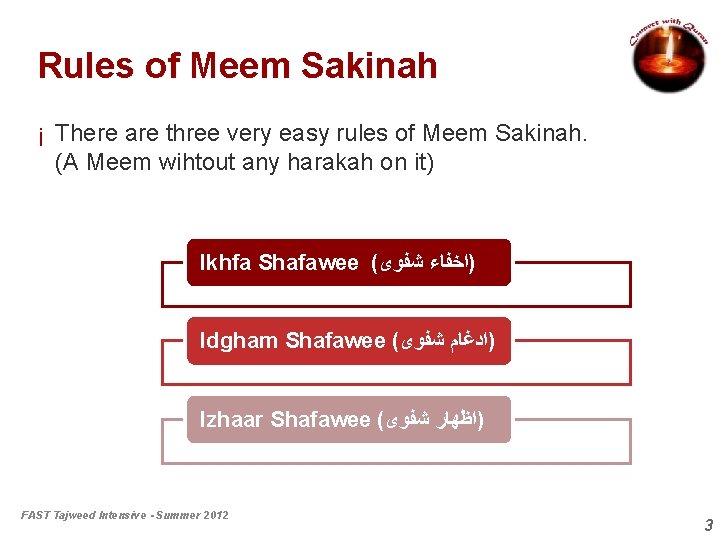 Rules of Meem Sakinah ¡ There are three very easy rules of Meem Sakinah.