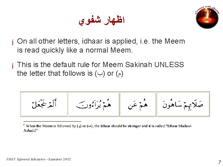  ﺍﻇﻬﺎﺭ ﺷﻔﻮﻱ ¡ On all other letters, idhaar is applied, i. e. the