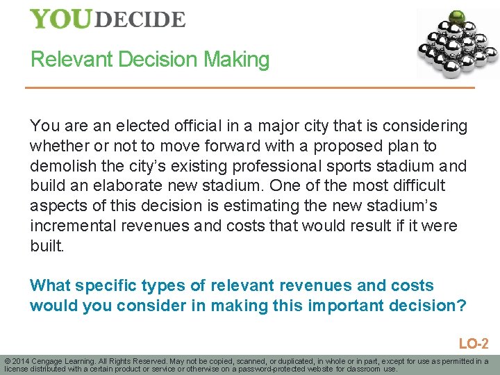 Relevant Decision Making You are an elected official in a major city that is