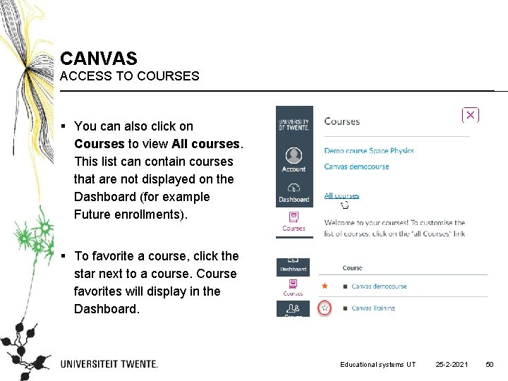 CANVAS ACCESS TO COURSES § You can also click on Courses to view All