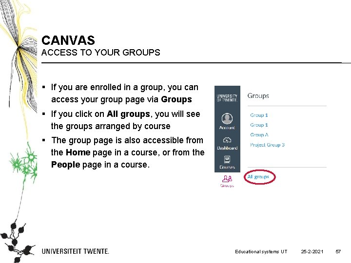 CANVAS ACCESS TO YOUR GROUPS § If you are enrolled in a group, you