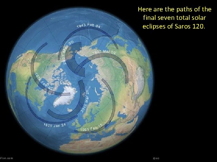 Here are the paths of the final seven total solar eclipses of Saros 120.