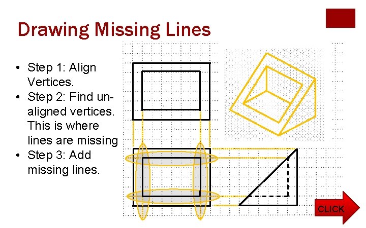 Drawing Missing Lines • Step 1: Align Vertices. • Step 2: Find unaligned vertices.