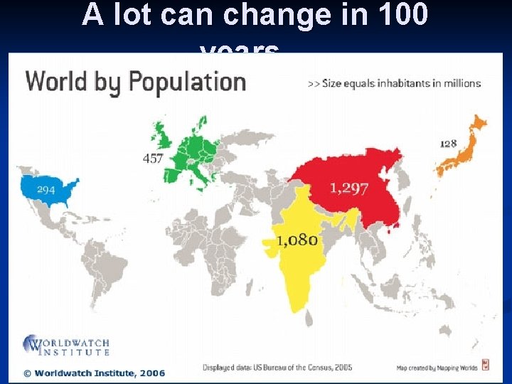 A lot can change in 100 years… World Population in 2005 