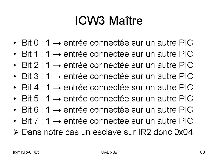 ICW 3 Maître • Bit 0 : 1 → entrée connectée sur un autre