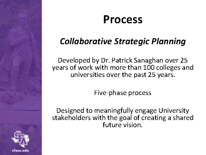 Process Collaborative Strategic Planning Developed by Dr. Patrick Sanaghan over 25 years of work