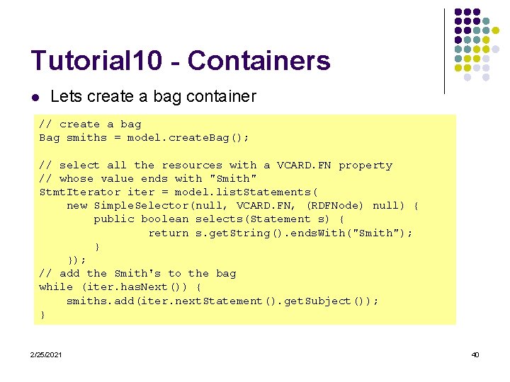 Tutorial 10 - Containers l Lets create a bag container // create a bag