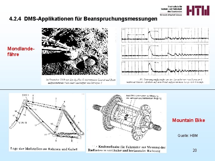 4. 2. 4 DMS-Applikationen für Beanspruchungsmessungen Mondlandefähre Mountain Bike Quelle: HBM 20 4. 2. 4 DMS-Applikationen für Beanspruchungsmessungen Mondlandefähre Mountain Bike Quelle: HBM 20