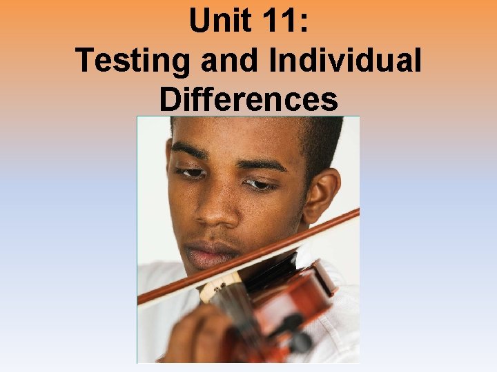 Unit 11: Testing and Individual Differences 