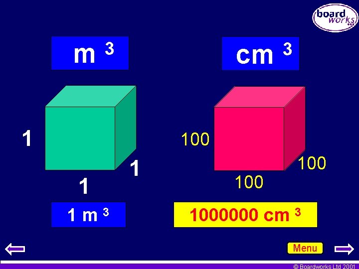 m 3 cm 1 3 100 1 1 m 3 1 100 1000000 cm