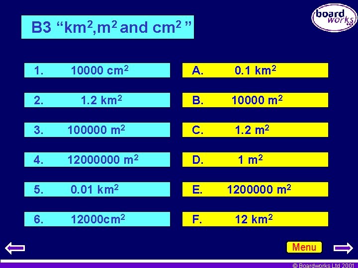 B 3 “km 2, m 2 and cm 2 ” 1. 10000 cm 2