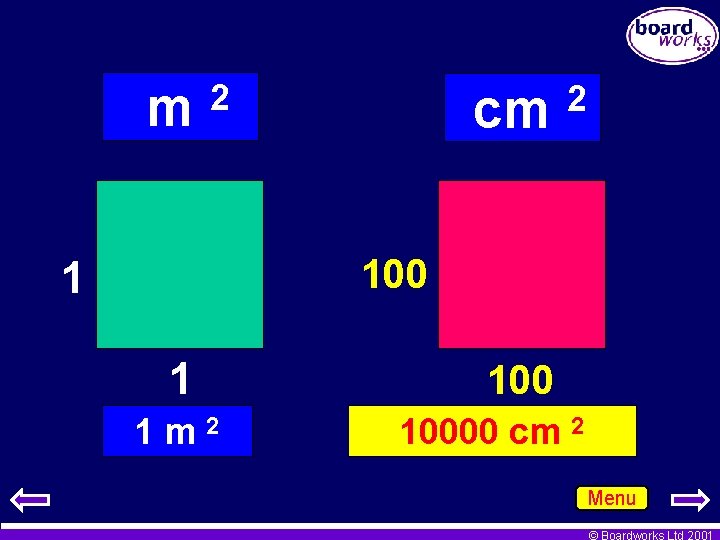 m 2 cm 2 100 1 1 1 m 2 10000 cm 2 Menu