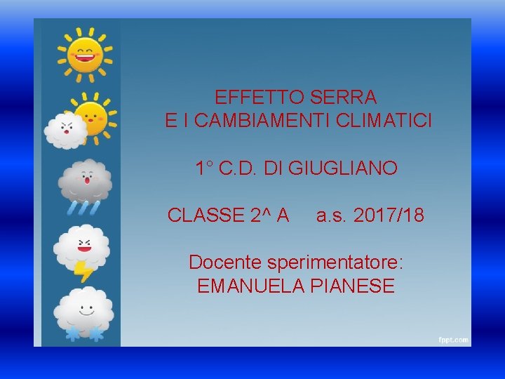 EFFETTO SERRA E I CAMBIAMENTI CLIMATICI 1° C. D. DI GIUGLIANO CLASSE 2^ A