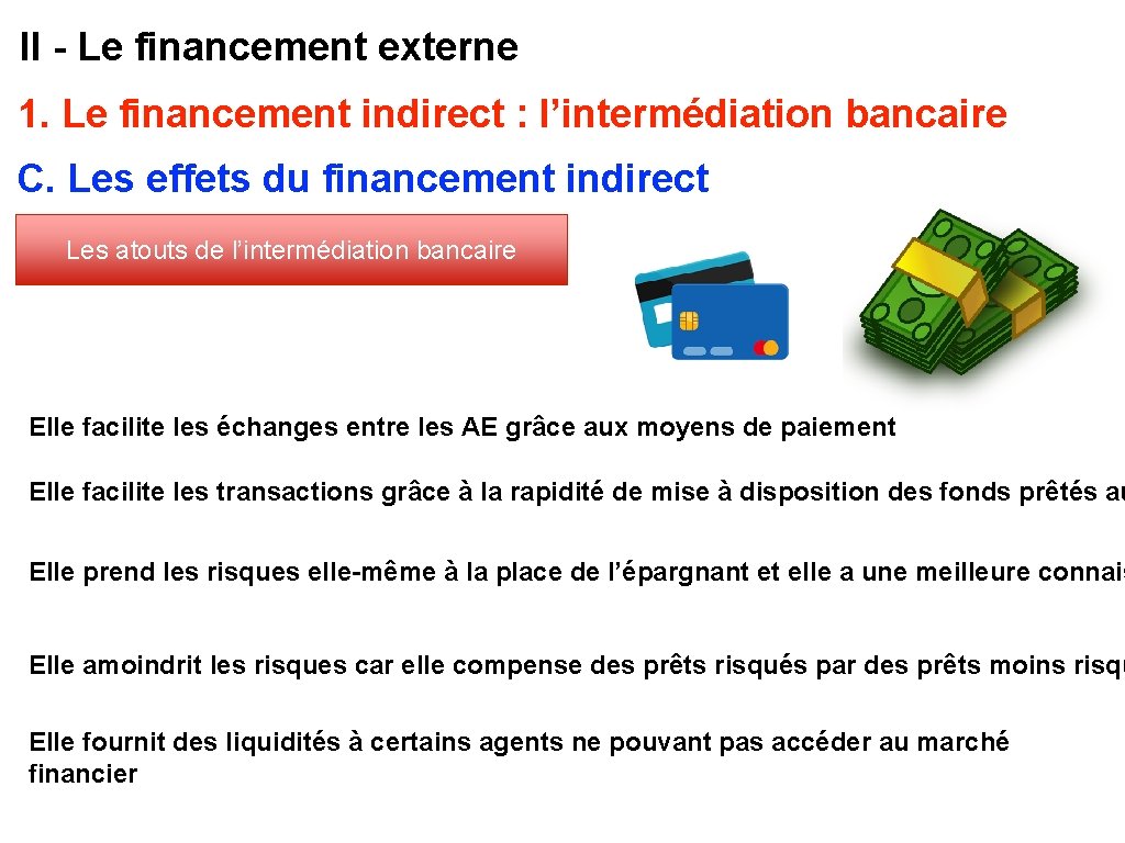 II - Le financement externe 1. Le financement indirect : l’intermédiation bancaire C. Les
