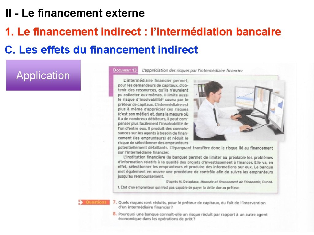 II - Le financement externe 1. Le financement indirect : l’intermédiation bancaire C. Les