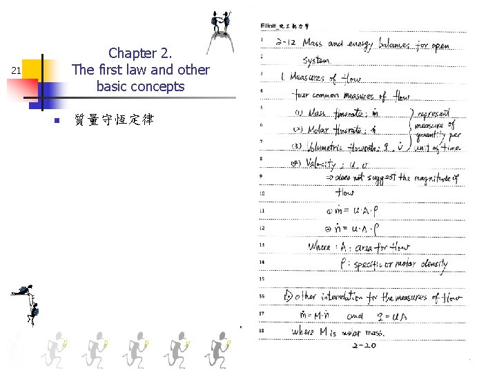 Chapter 2. The first law and other basic concepts 21 n 質量守恆定律 