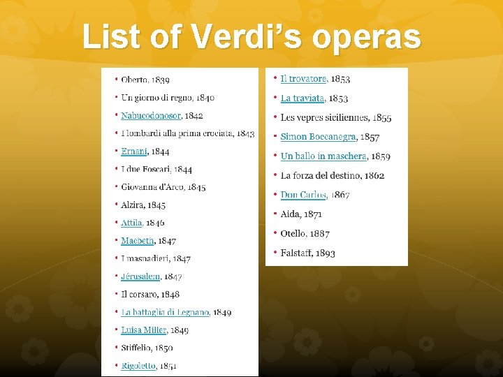 List of Verdi’s operas 