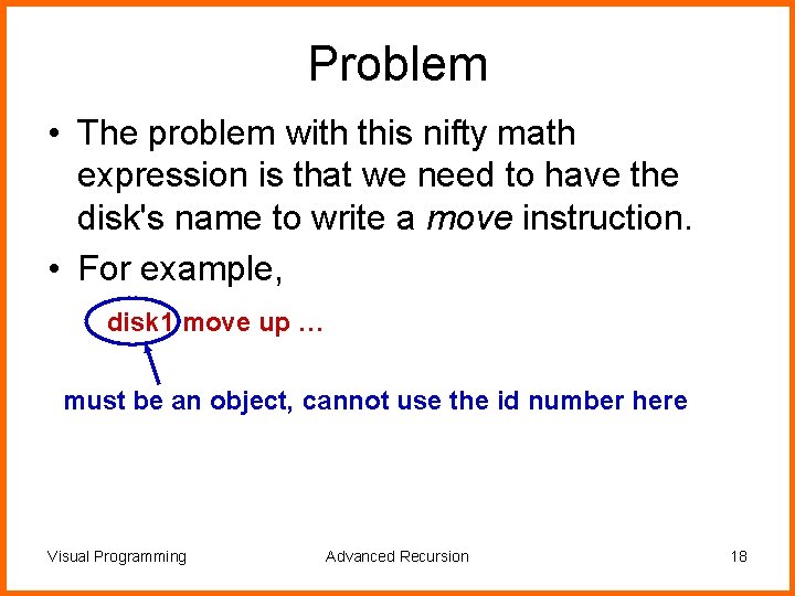 Problem • The problem with this nifty math expression is that we need to