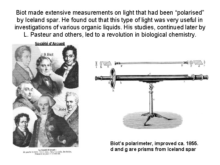 Biot made extensive measurements on light that had been “polarised” by Iceland spar. He