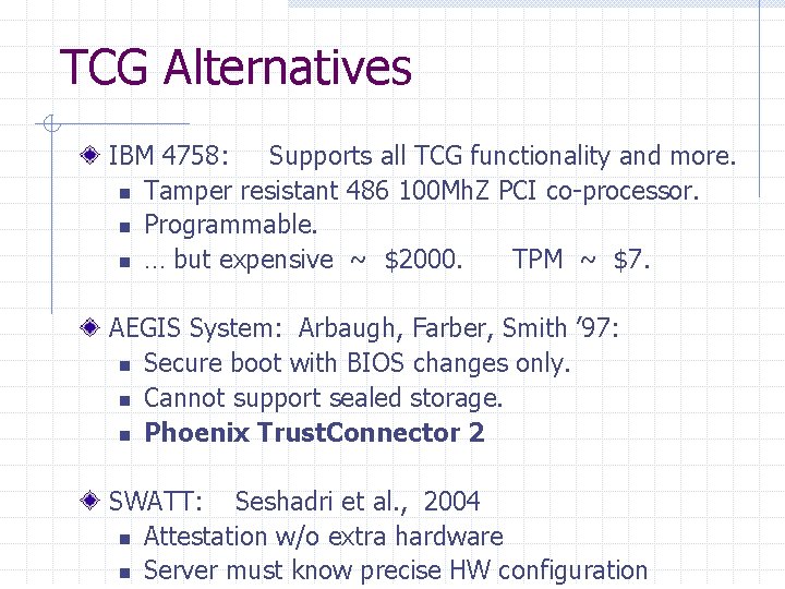 Spring 2008 CS 155 TCG Trusted Computing Group