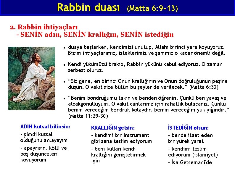 Rabbin duası (Matta 6: 9 -13) 2. Rabbin ihtiyaçları - SENİN adın, SENİN krallığın,