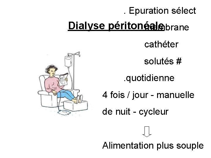 . Epuration sélect Dialyse péritonéale membrane cathéter solutés #. quotidienne 4 fois / jour