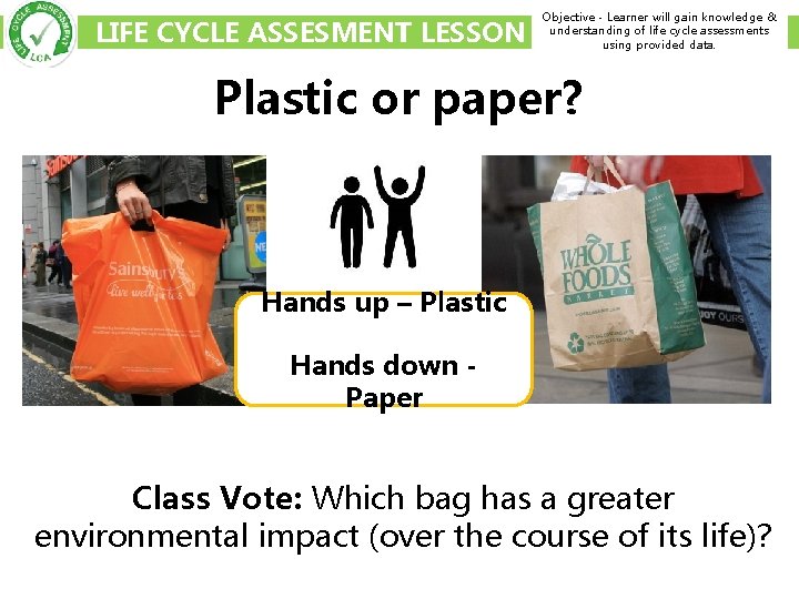 LESSON 2 LIFE CYCLE ASSESSMENT Within this lesson